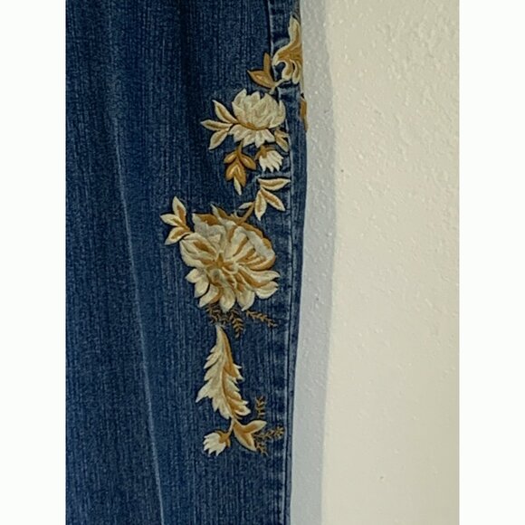 Tapemeasure Women’s 12 Raw Hem Waist Embroidered Flare Jeans Boho Festival - Picture 8 of 13